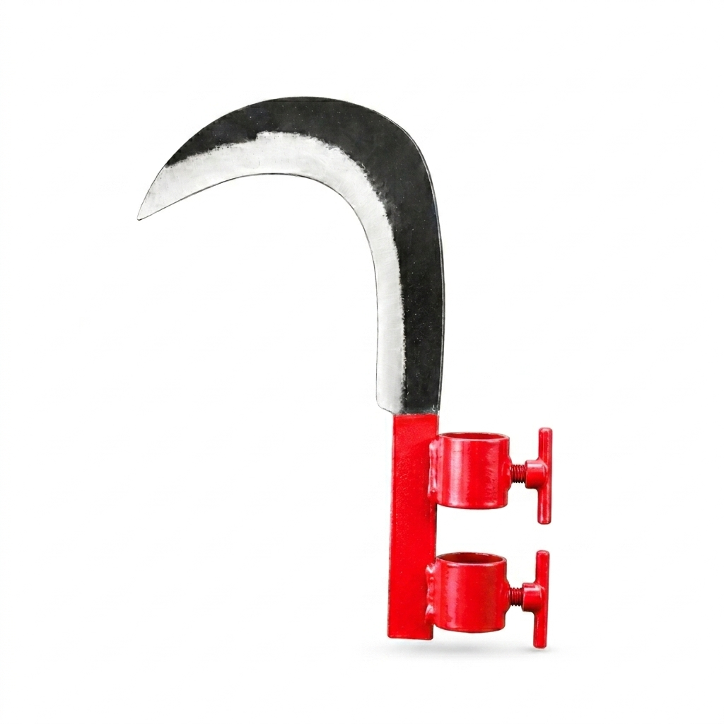 Heavy Duty Coconut Plucker, Grass Sickle & Branch Cutter Head | Adjustable Clamp Iron Blade for Farming ( Red )